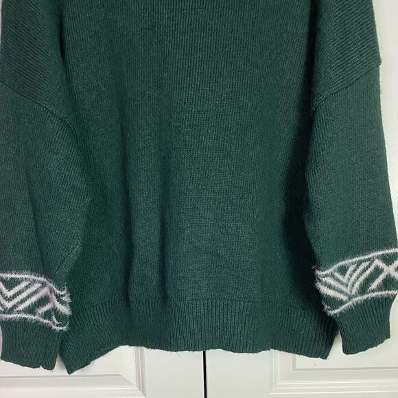 Maurices Fuzzy Sweater Green & White Soft Stretchy Flattering cut size 3X NWT - Picture 9 of 13